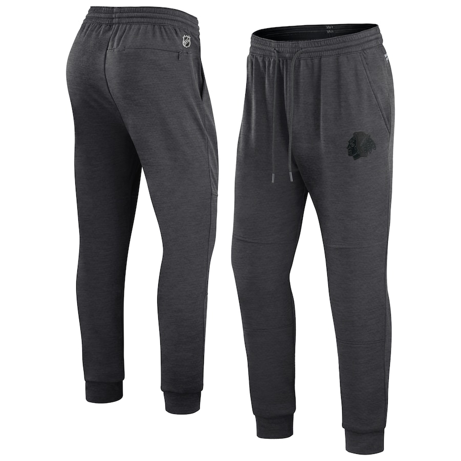 Chicago Blackhawks Fanatics Branded Authentic Pro Road Jogger Sweatpants - Heather Charcoal