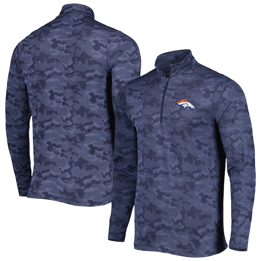 Denver Broncos Antigua Brigade Quarter-Zip Sweatshirt - Navy