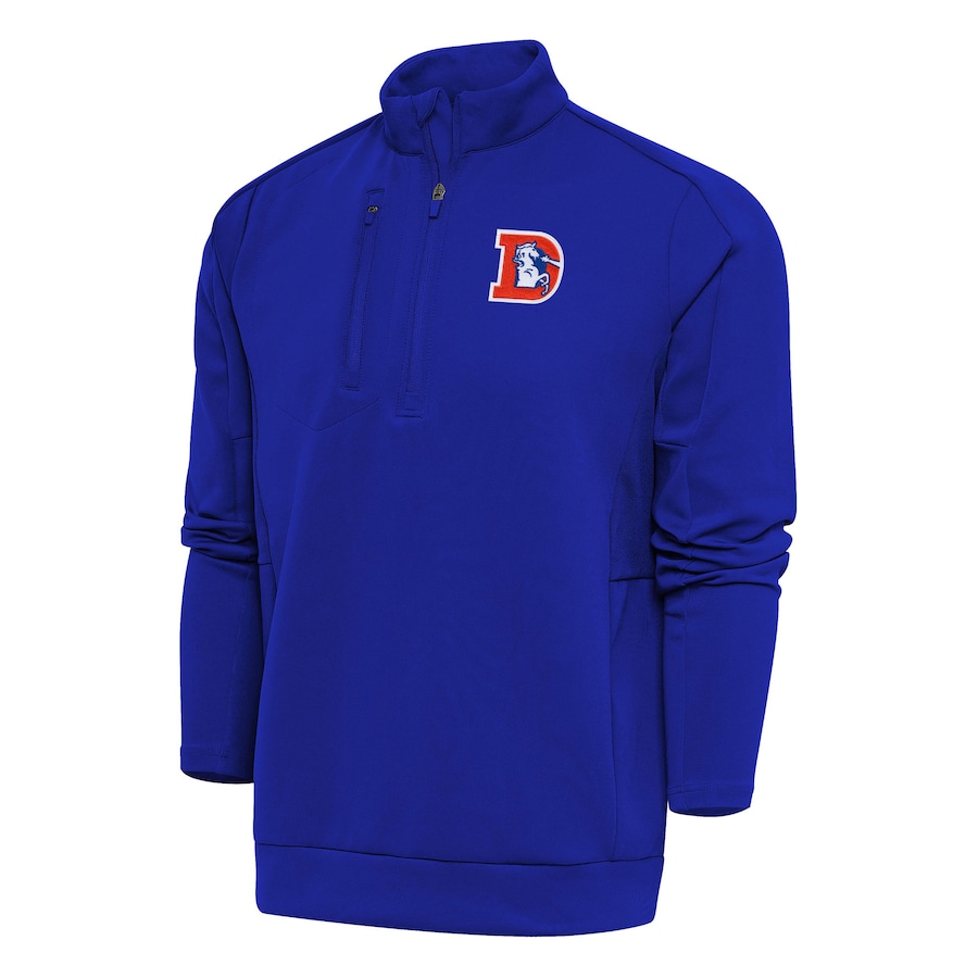 Denver Broncos Antigua Team Logo Throwback Generation Quarter-Zip Pullover Top - Royal