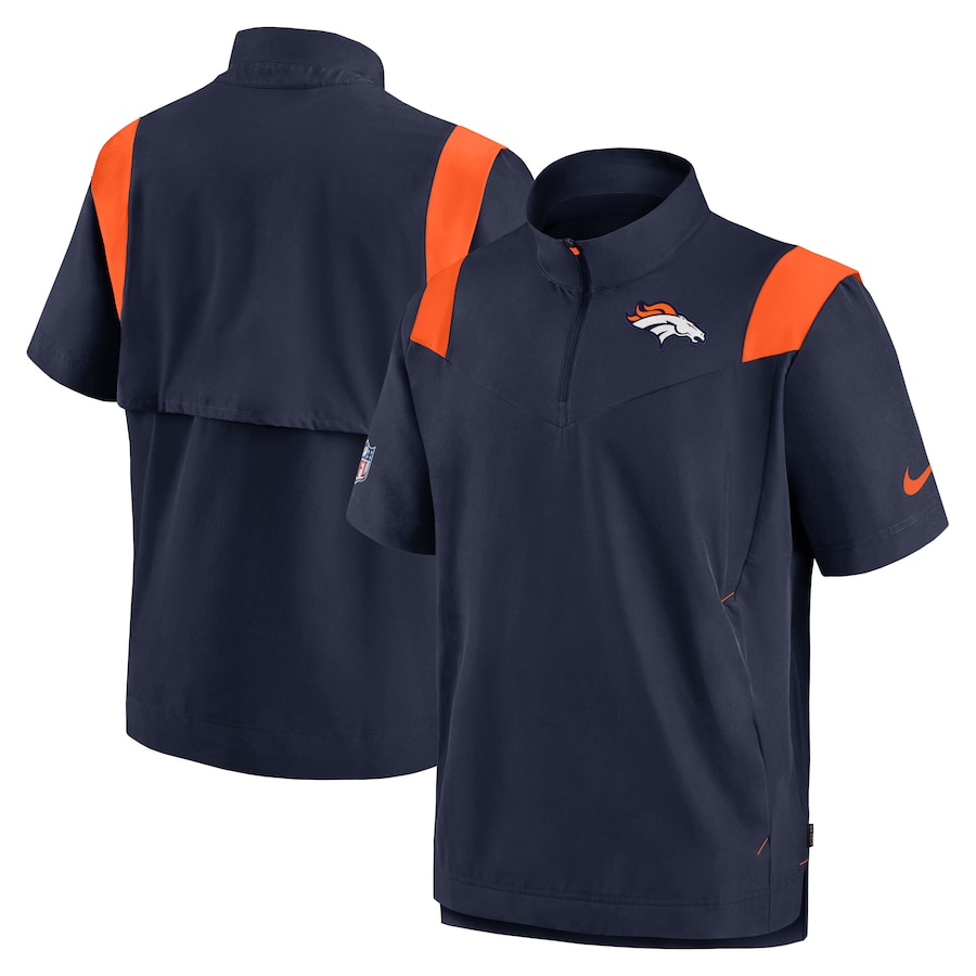 Denver Broncos Nike Sideline Coaches Chevron Lockup Pullover Top - Navy