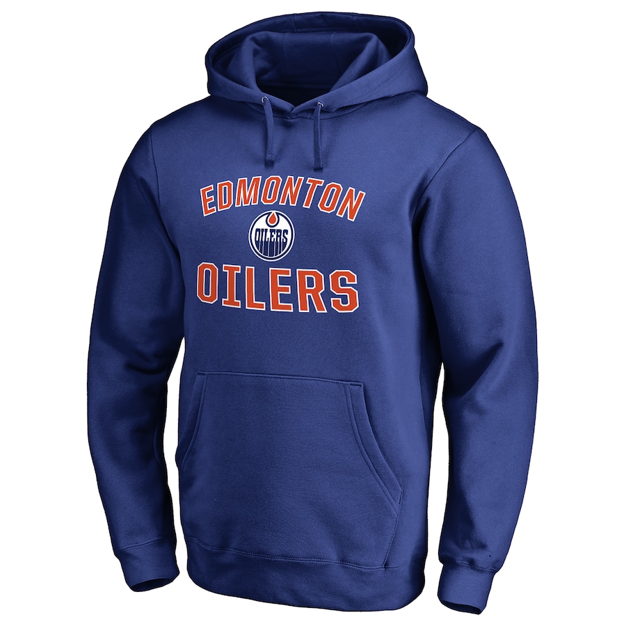 Edmonton Oilers Fanatics Branded Victory Arch Fitted Pullover Hoodie - Royal