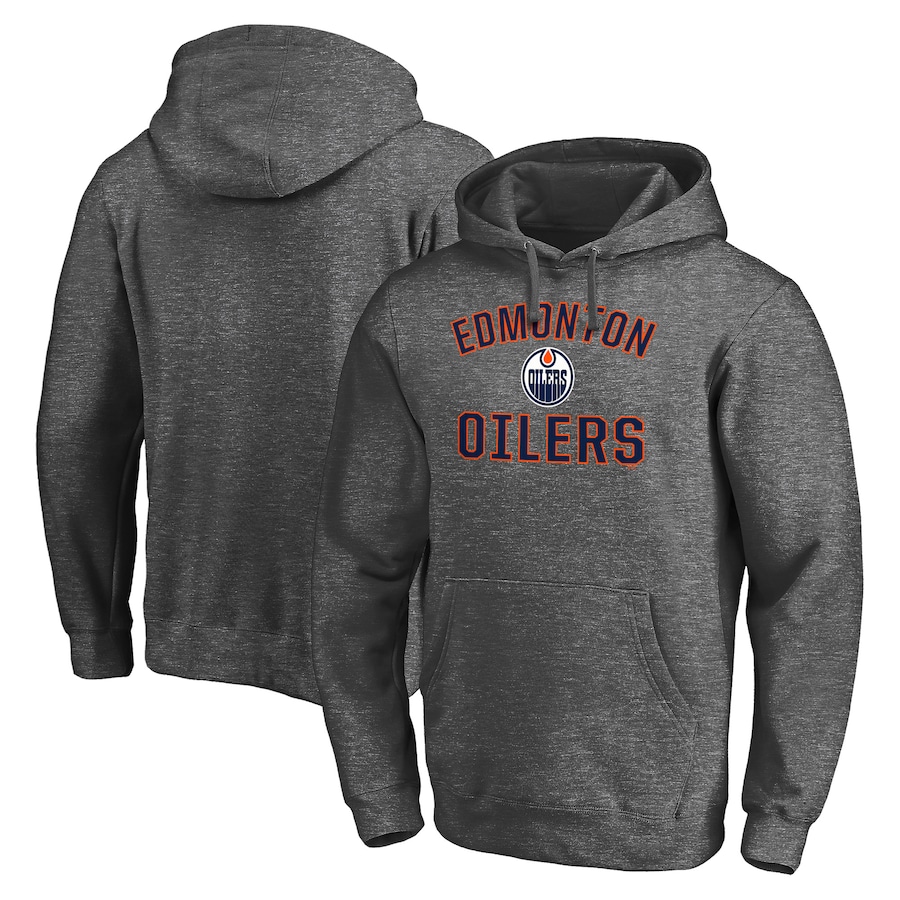 Edmonton Oilers Fanatics Branded Victory Arch Team Fitted Pullover Hoodie - Charcoal