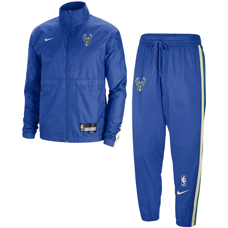 Milwaukee Bucks Nike 2022-23 City Edition Courtside Lightweight Woven Full-Zip Track Suit Set - Royal-Kelly Green