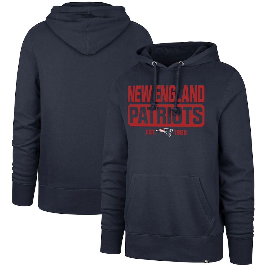 New England Patriots '47 Box Out Headline Pullover Hoodie - Navy