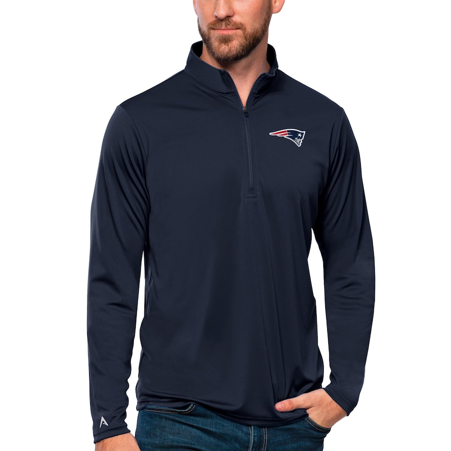 New England Patriots Antigua Tribute Quarter-Zip Pullover Top - Navy