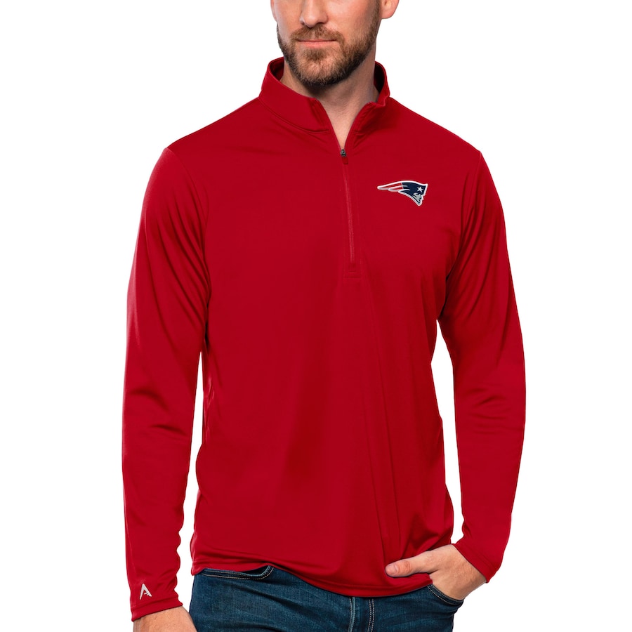 New England Patriots Antigua Tribute Quarter-Zip Pullover Top - Red