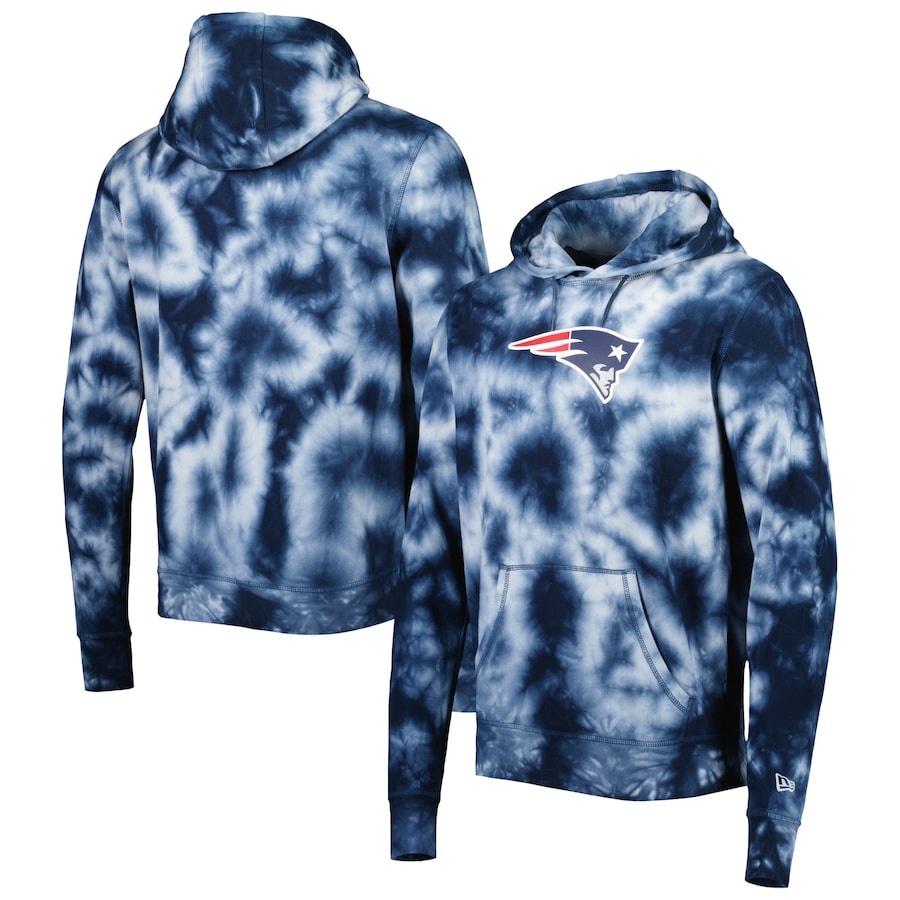 New England Patriots New Era Team Tie-Dye Pullover Hoodie - Navy