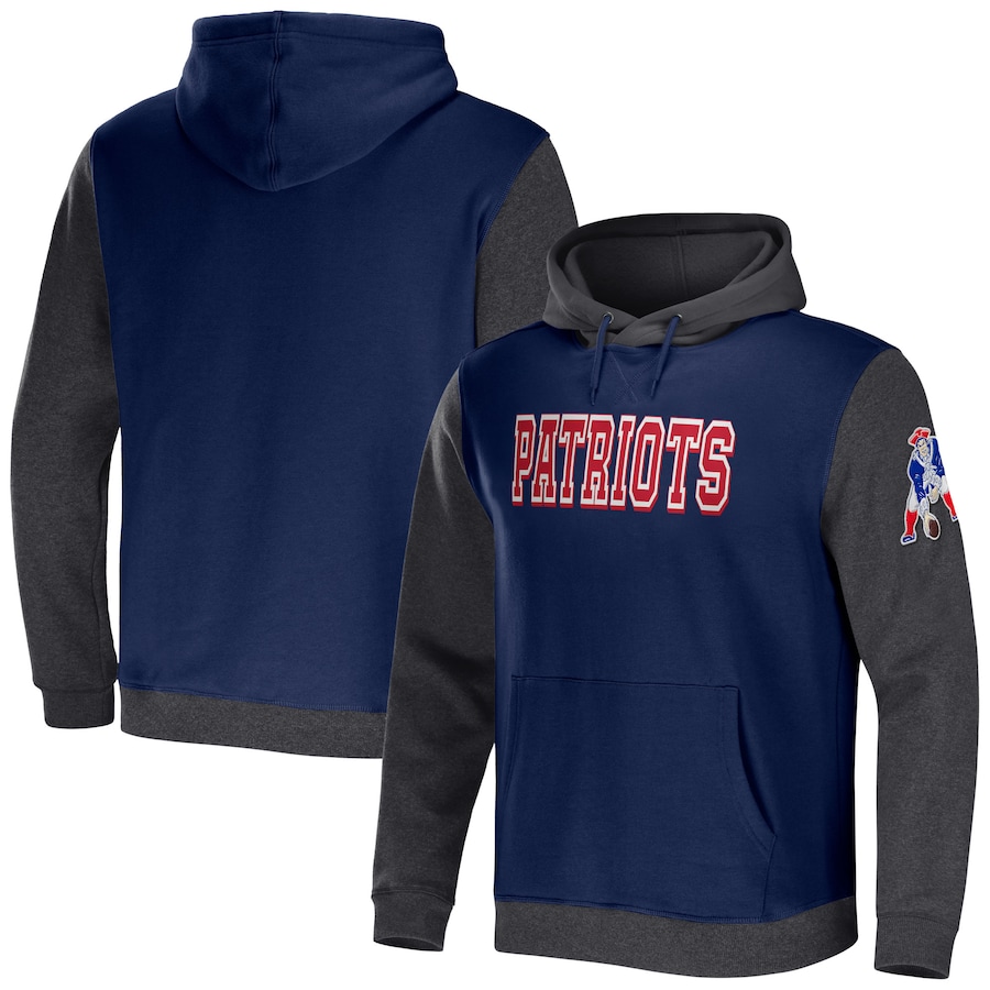 New England Patriots NFL x Darius Rucker Collection by Fanatics Colorblock Pullover Hoodie - Navy-Charcoal