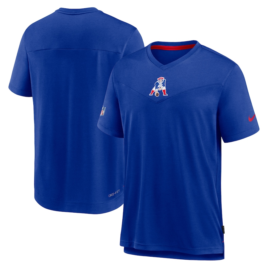 New England Patriots Nike Sideline Coaches Vintage Chevron Performance V-Neck T-Shirt - Royal