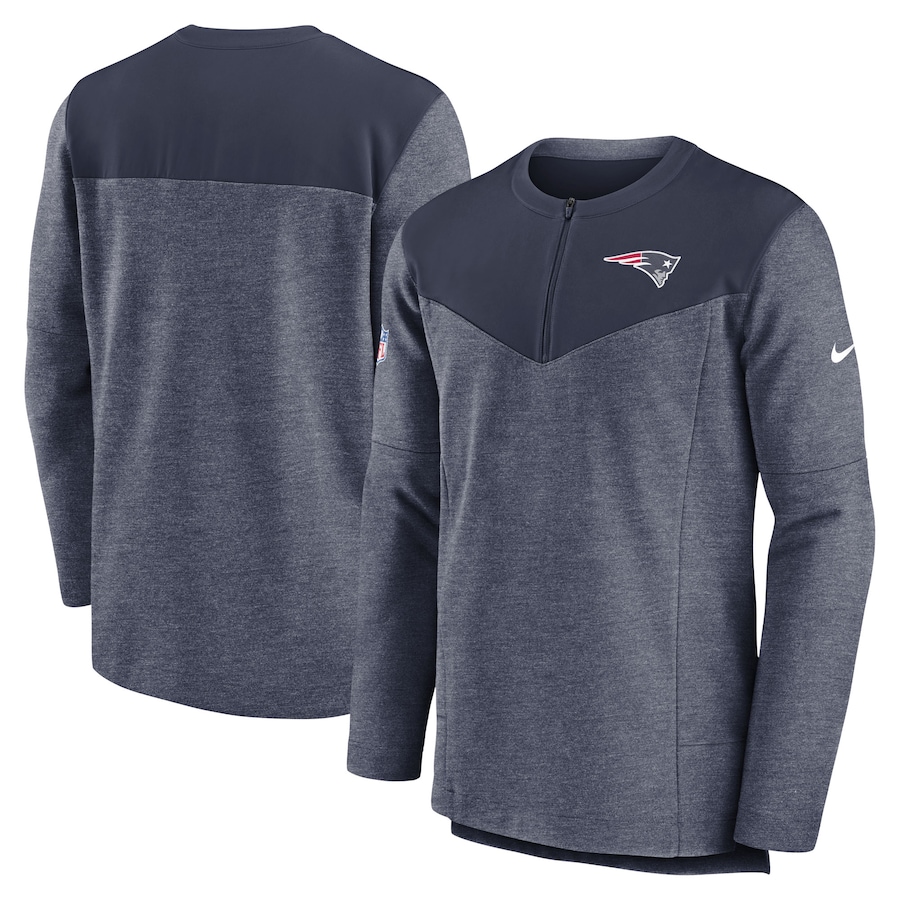 New England Patriots Nike Sideline Lockup Performance Quarter-Zip Top - Navy