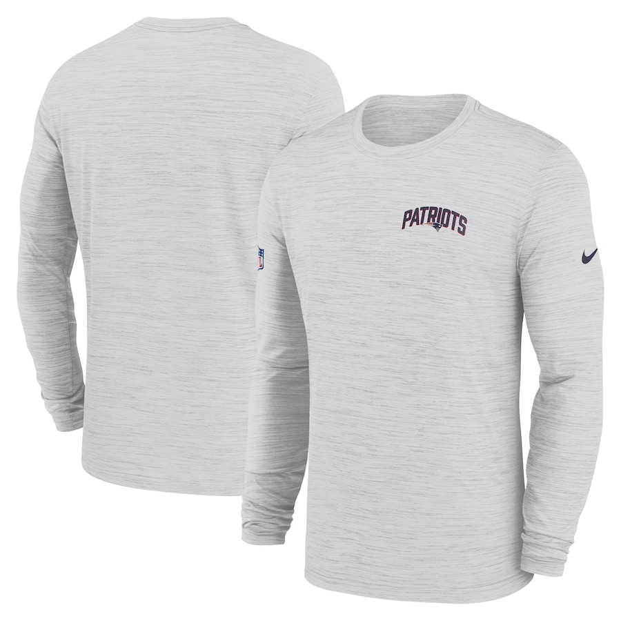 New England Patriots Nike Sideline Velocity Athletic Stack Performance Long Sleeve T-Shirt - White