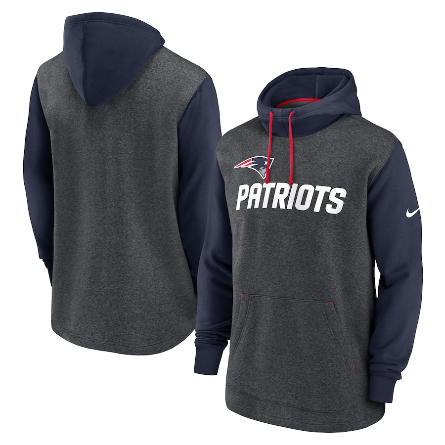 New England Patriots Nike Surrey Legacy Pullover Hoodie - Heathered Charcoal-Navy