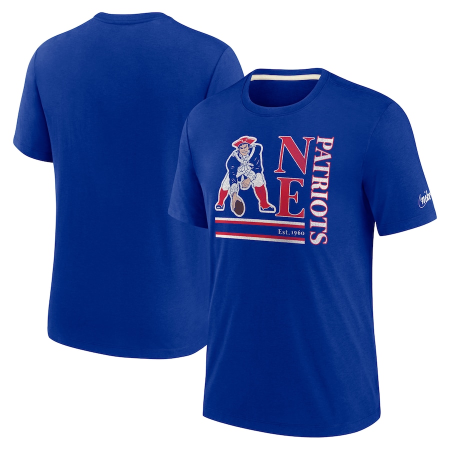 New England Patriots Nike Wordmark Logo Tri-Blend T-Shirt - Royal