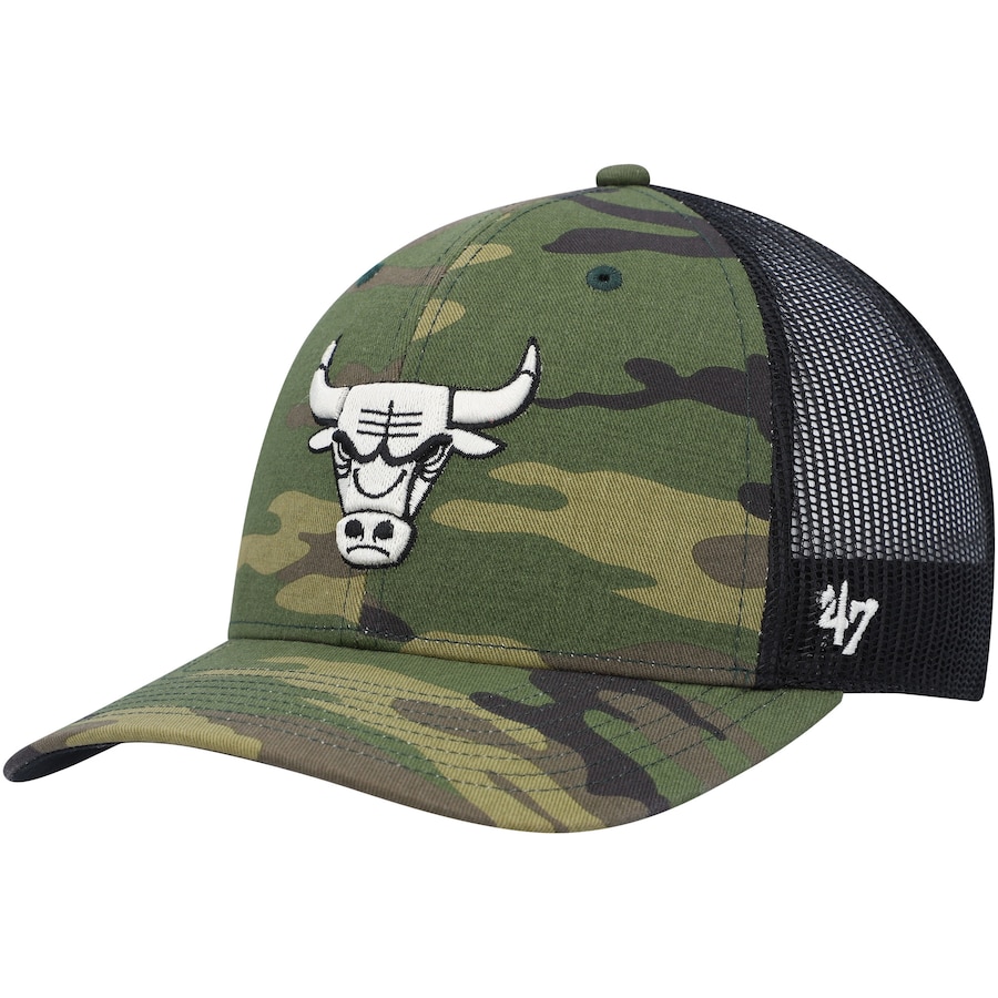  Chicago Bulls '47 Trucker Snapback Hat - Camo-Black