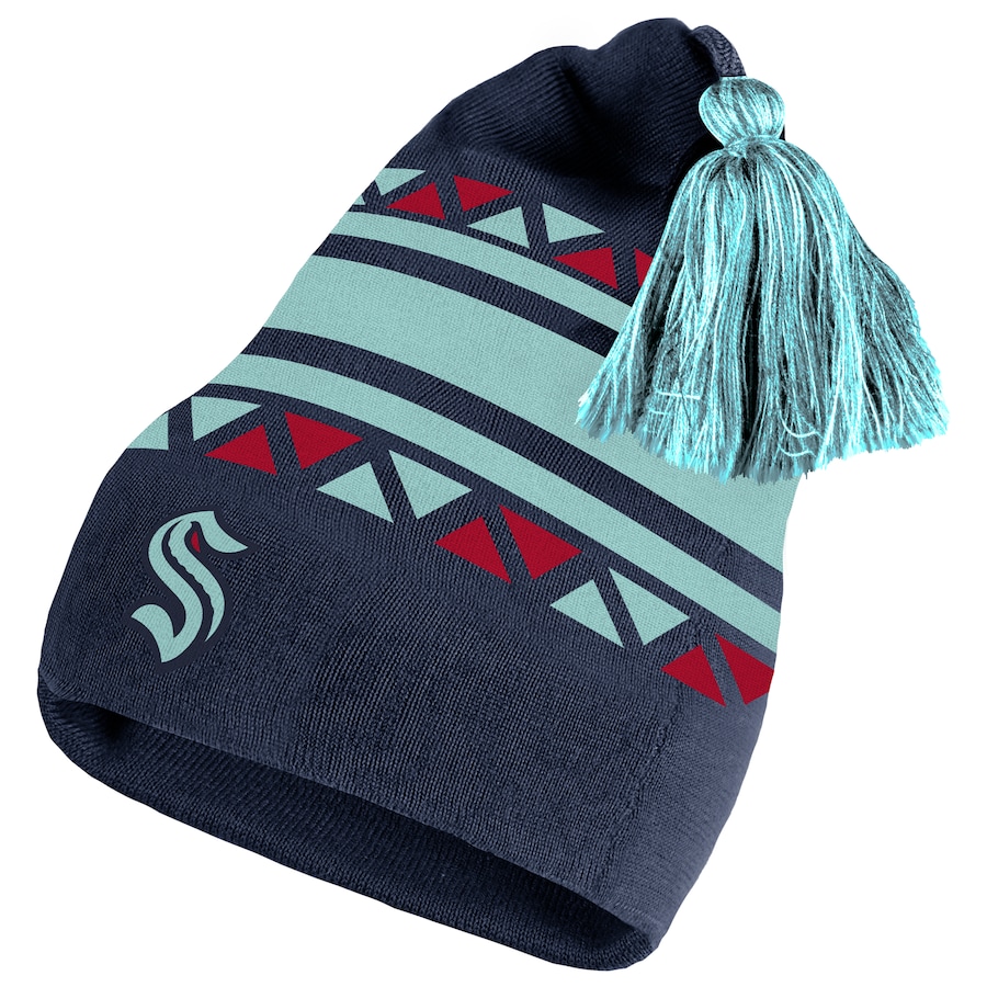  Seattle Kraken adidas Reverse Retro 2.0 Pom Cuffed Knit Hat - Navy