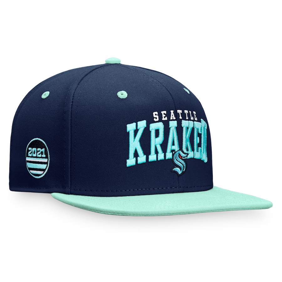  Seattle Kraken Fanatics Branded Iconic Two-Tone Snapback Hat - Deep Sea Blue-Light Blue