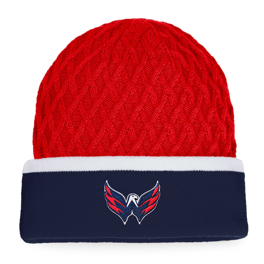  Washington Capitals Fanatics Branded Iconic Striped Cuffed Knit Hat - Red-Navy
