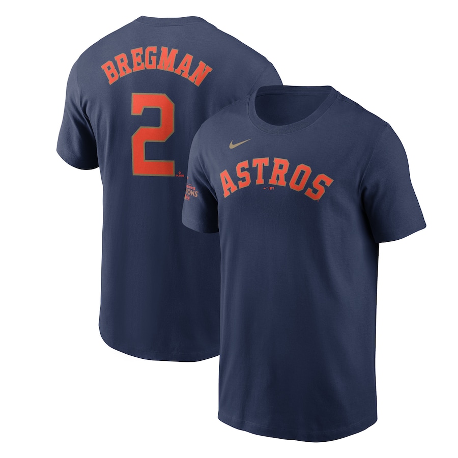 Alex Bregman Houston Astros Nike 2023 Gold Collection Name & Number T-Shirt Men's Nike 2023 Gold NN SS Tee - Navy