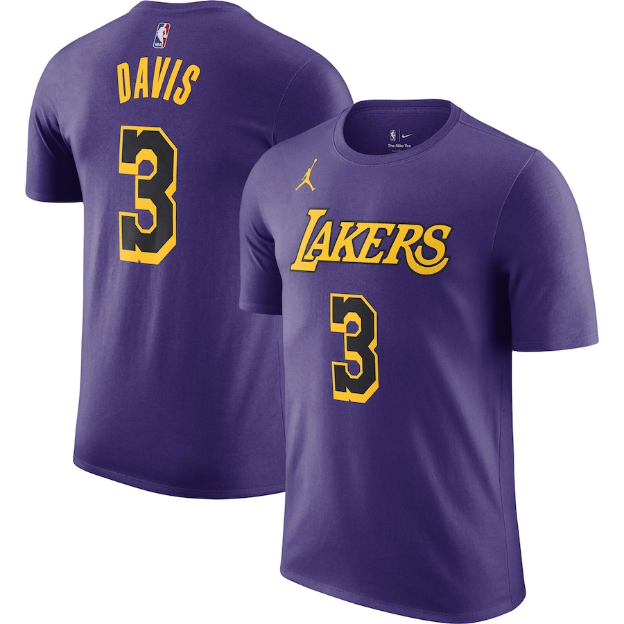 Anthony Davis Los Angeles Lakers Jordan Brand 2022-23 Statement Edition Name & Number T-Shirt - Purple