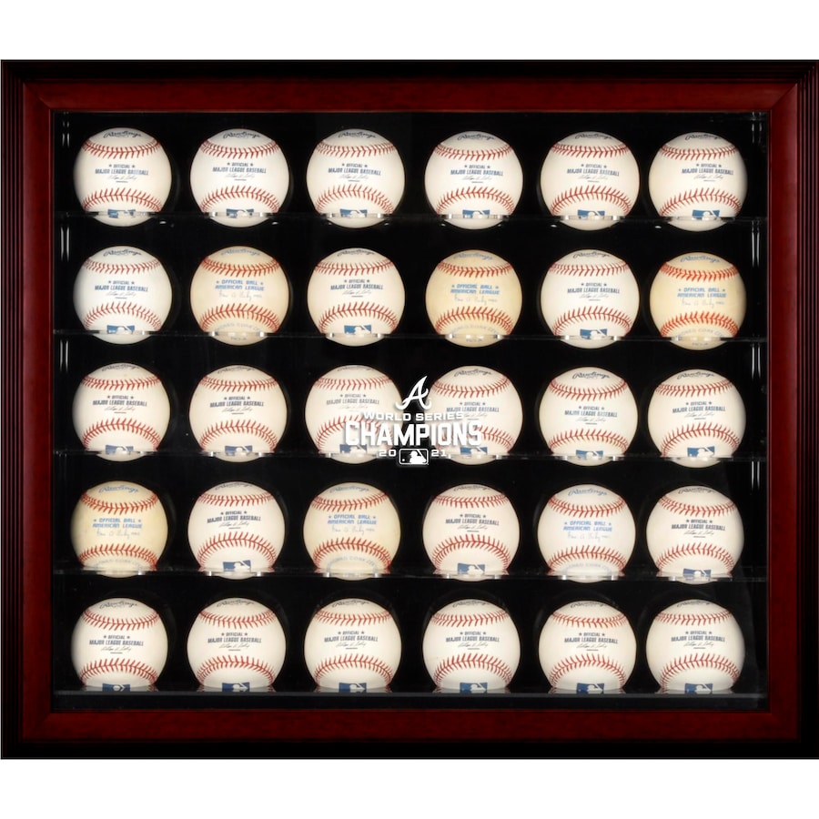 Atlanta Braves Fanatics Authentic 2021 MLB World Series Champions Mahogany Framed Logo 30-Baseball Display Case