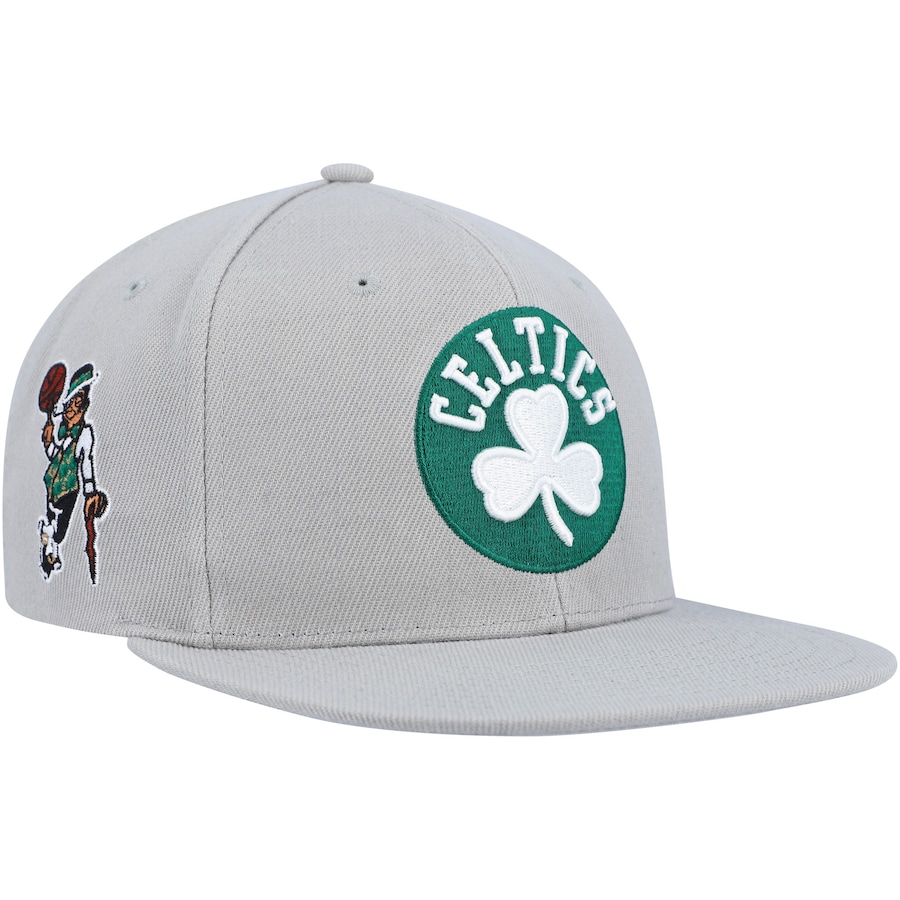 Boston Celtics Mitchell & Ness Side Core 2.0 Snapback Hat - Gray