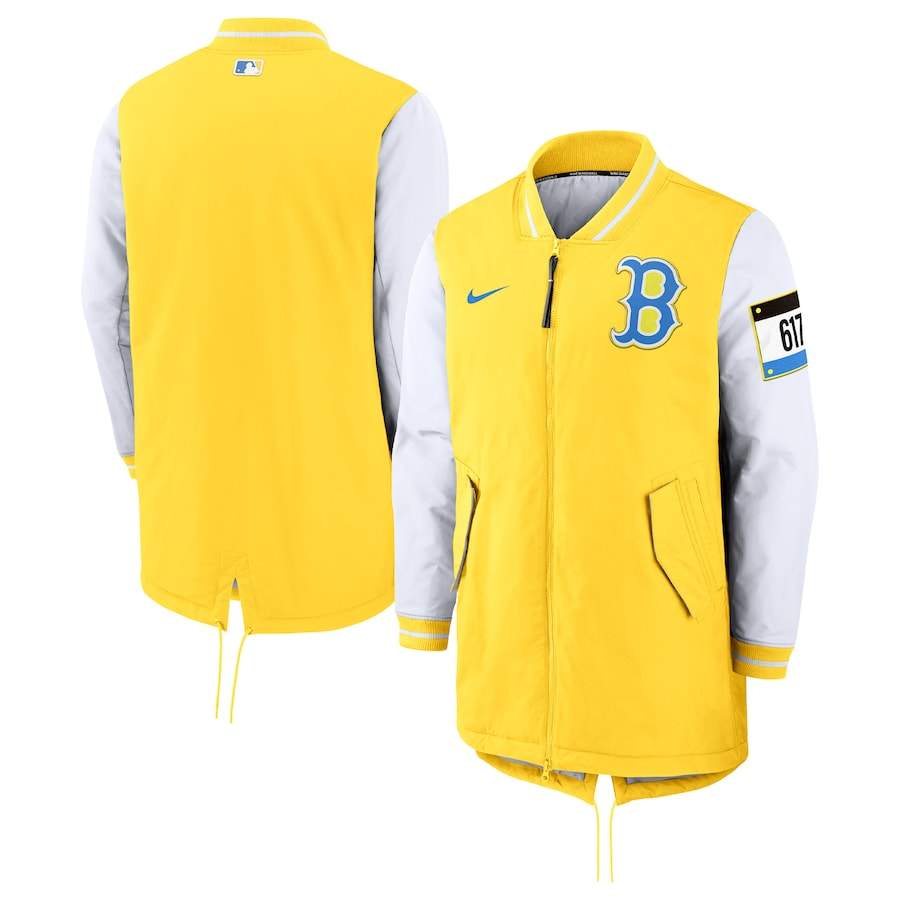 Boston Red Sox Nike Authentic Collection 2022 City Connect Dugout Jacket - Yellow