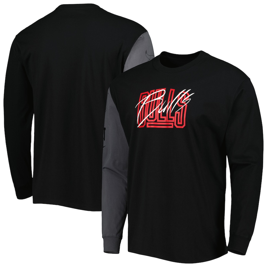 Chicago Bulls Nike Courtside Versus Flight MAX90 Long Sleeve T-Shirt - Black