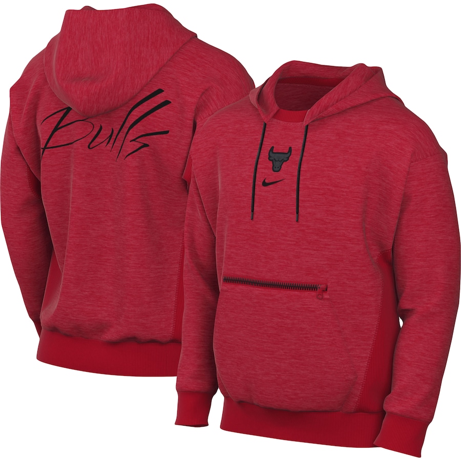Chicago Bulls Nike Courtside Versus Flight Pullover Hoodie - Heather Red