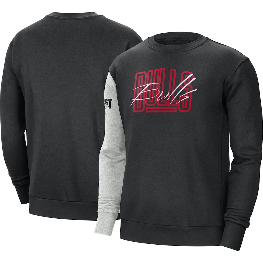 Chicago Bulls Nike Courtside Versus Force & Flight Pullover Sweatshirt - Black-Heather Gray