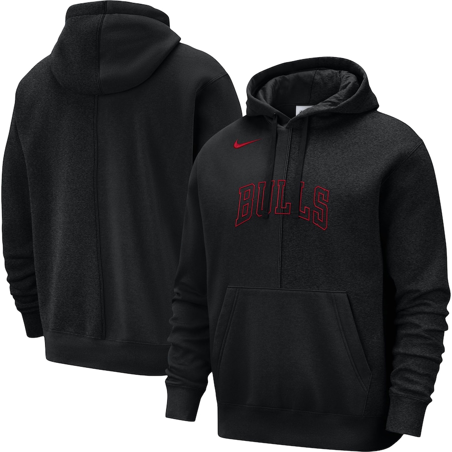 Chicago Bulls Nike Courtside Versus Stitch Split Pullover Hoodie - Black