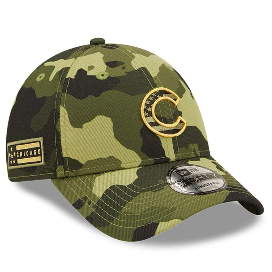 Chicago Cubs New Era 2022 Armed Forces Day 9FORTY Snapback Adjustable Hat - Camo