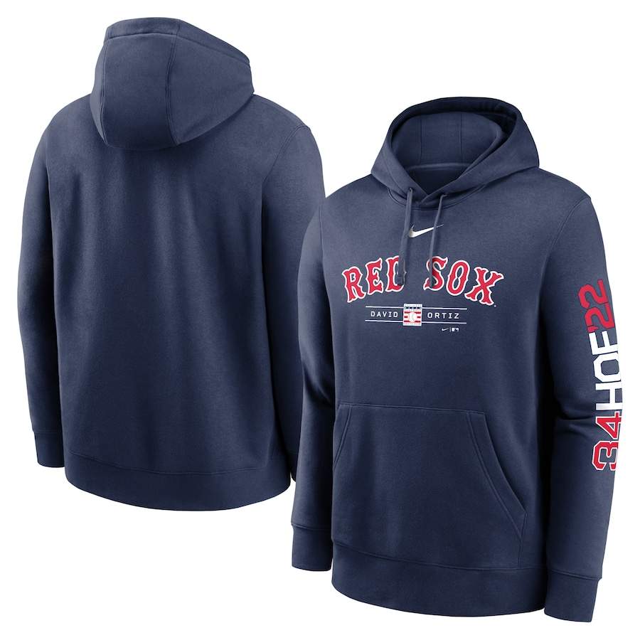David Ortiz Boston Red Sox Nike 2022 Hall of Fame Inductee Pullover Hoodie - Navy