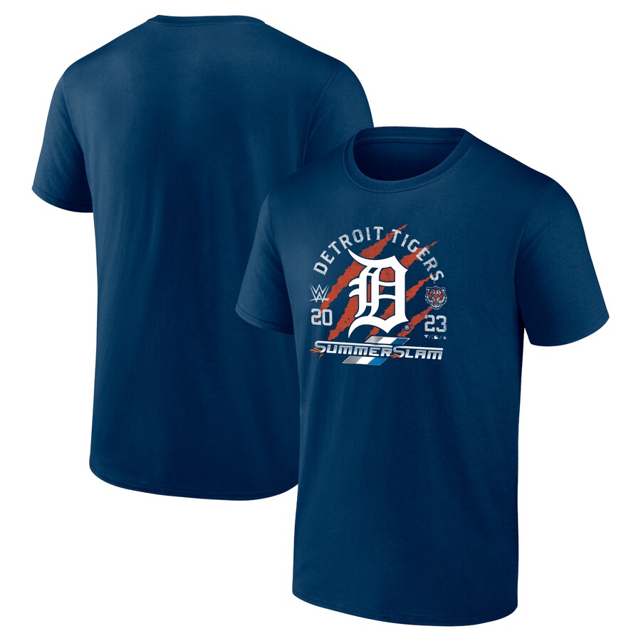 Fanatics Branded Detroit Tigers X 2023 SummerSlam T-Shirt - Navy