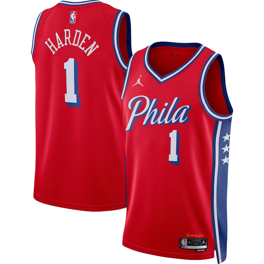 James Harden Philadelphia 76ers Jordan Brand 2022-23 Statement Edition Swingman Jersey - Red