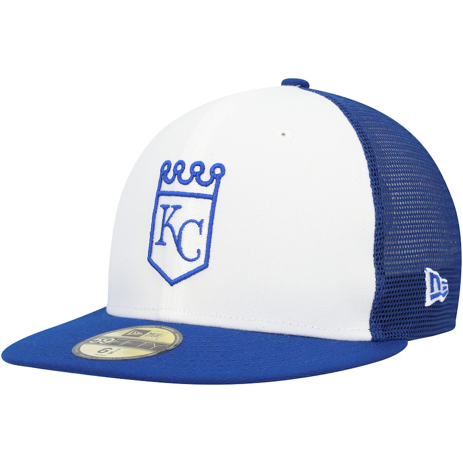 Kansas City Royals New Era 2023 On-Field Batting Practice 59FIFTY Fitted Hat - White-Blue