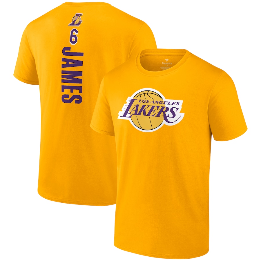 LeBron James Los Angeles Lakers Fanatics Branded Playmaker Name & Number T-Shirt - Gold