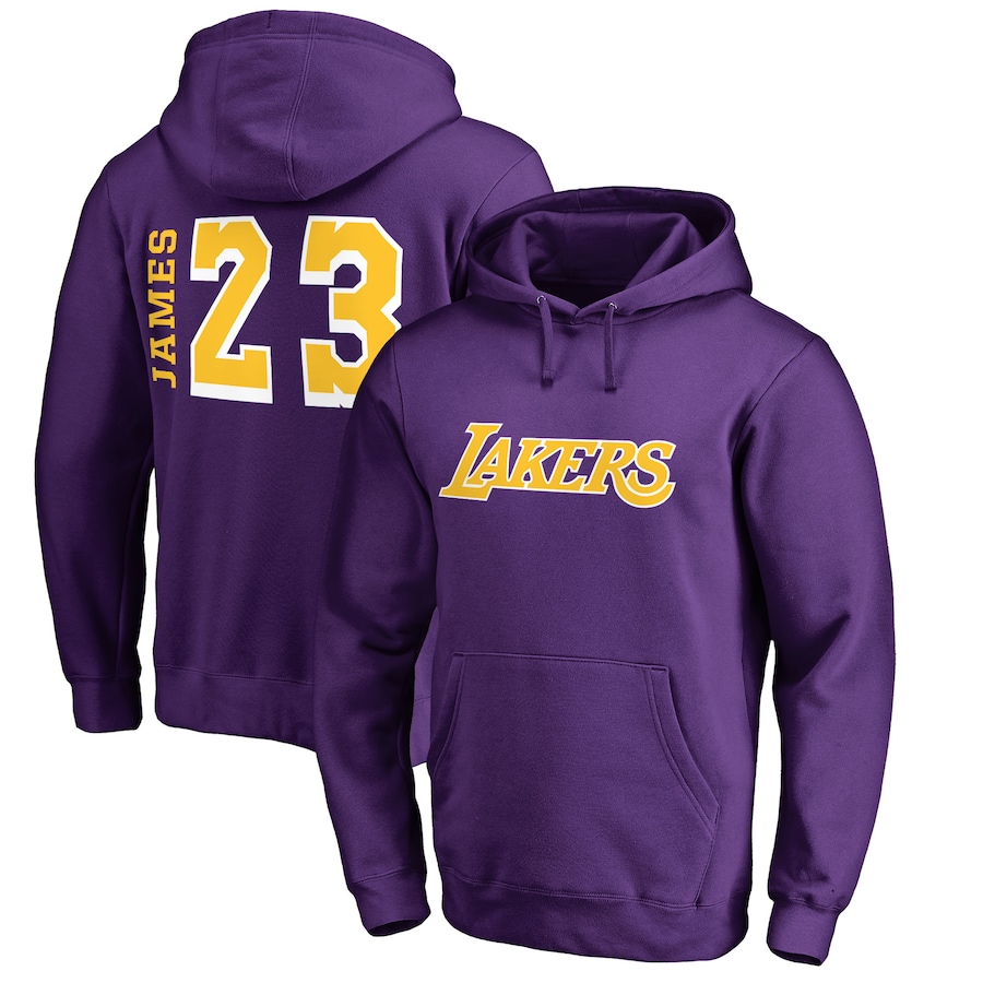 LeBron James Los Angeles Lakers Fanatics Branded Sidesweep Name & Number Pullover Hoodie - Purple