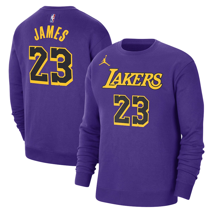LeBron James Los Angeles Lakers Jordan Brand Statement Name & Number Pullover Sweatshirt - Purple
