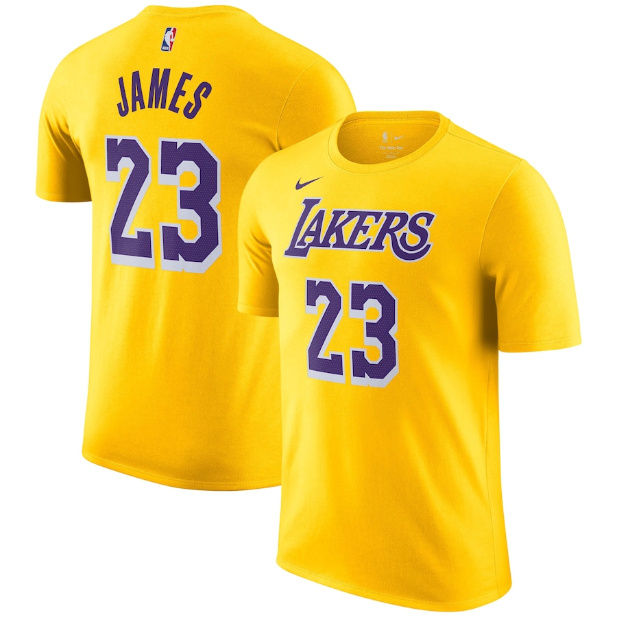 LeBron James Los Angeles Lakers Nike Icon 2022-23 Name & Number T-Shirt - Gold