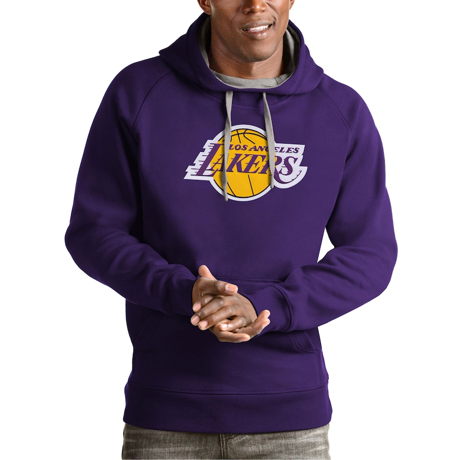 Los Angeles Lakers Antigua Team Logo Victory Pullover Hoodie - Purple