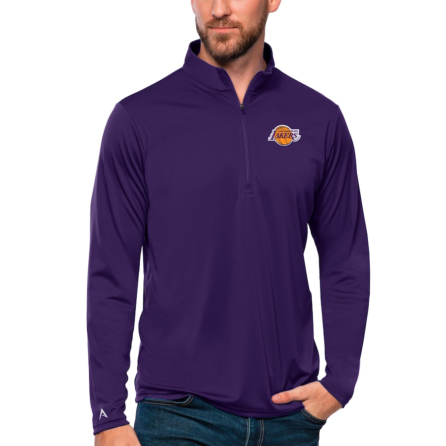 Los Angeles Lakers Antigua Tribute Quarter-Zip Pullover Top - Purple