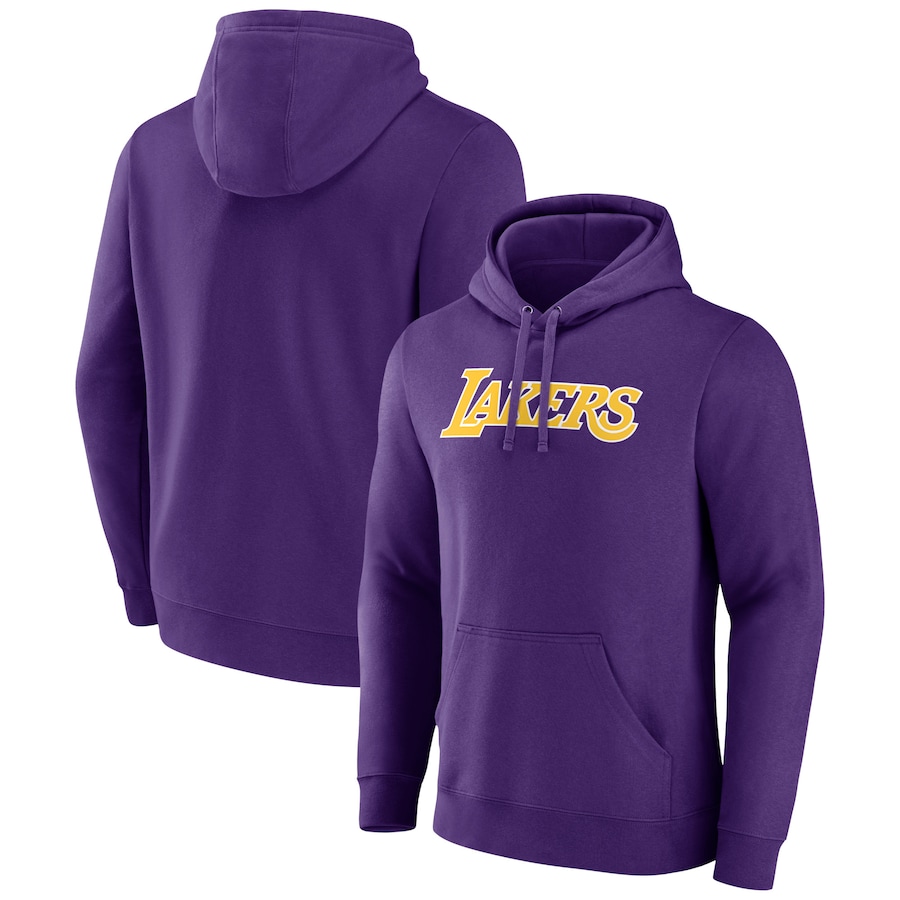 Los Angeles Lakers Fanatics Branded Wordmark Team Pullover Hoodie - Purple
