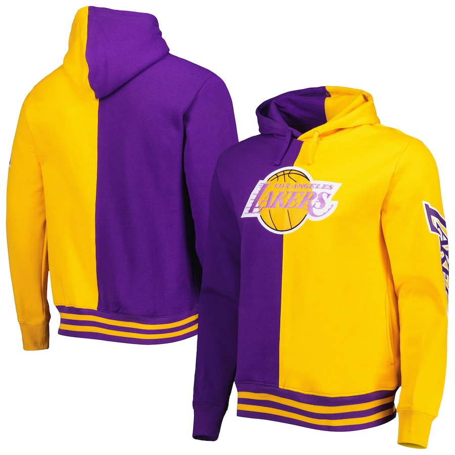 Los Angeles Lakers Mitchell & Ness Hardwood Classics Split Pullover Hoodie - Purple-Gold