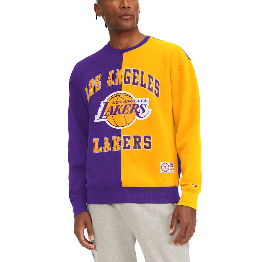 Los Angeles Lakers Tommy Jeans Keith Split Pullover Sweatshirt - Purple-Gold