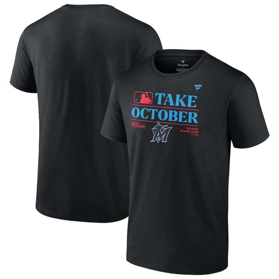 Miami Marlins Fanatics Branded 2023 Postseason Locker Room T-Shirt – Black