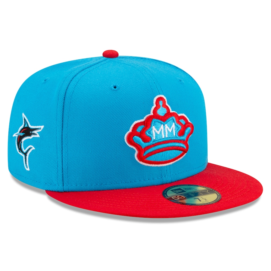 Miami Marlins New Era 2021 City Connect 59FIFTY Fitted Hat - Blue-Red