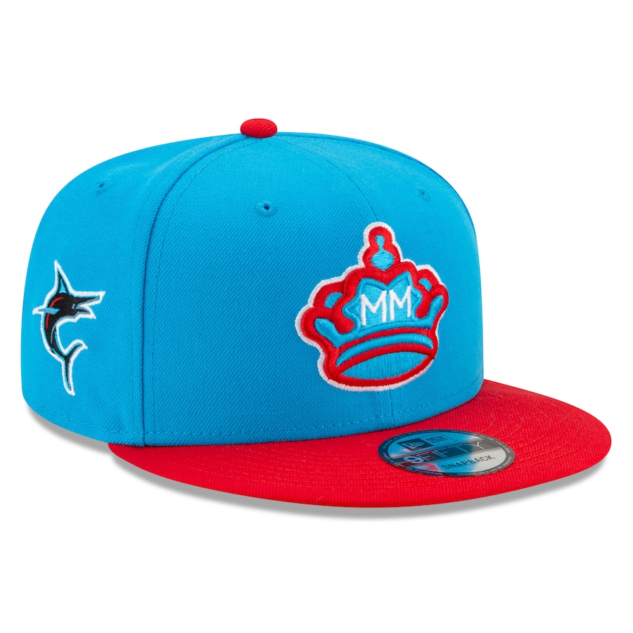 Miami Marlins New Era 2021 City Connect 9FIFTY Snapback Adjustable Hat - Blue-Red