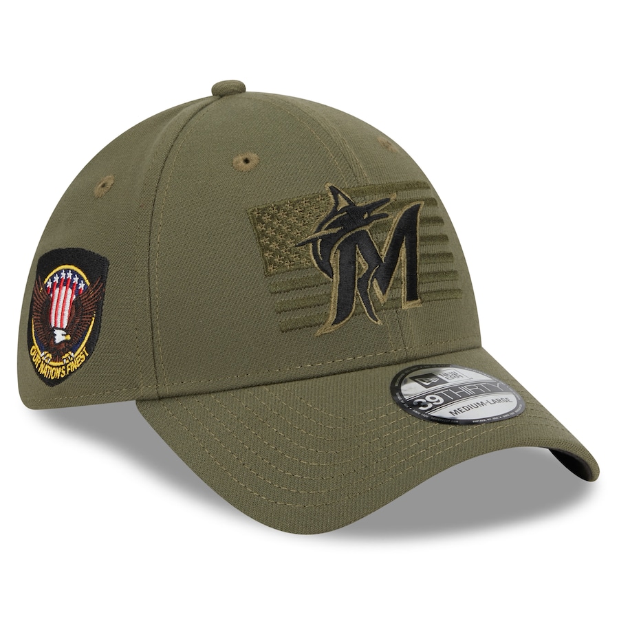  Miami Marlins New Era 2023 Armed Forces Day 39THIRTY Flex Hat - Green
