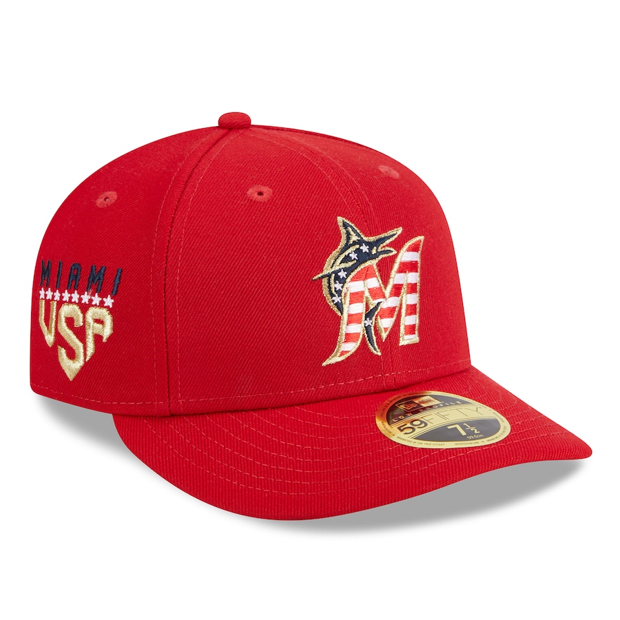 Miami Marlins New Era 2023 Fourth of July Low Profile 59FIFTY Fitted Hat - Red