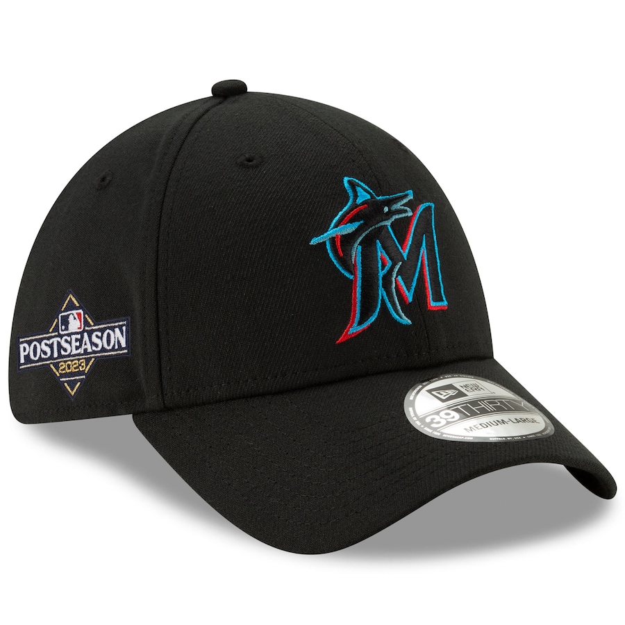  Miami Marlins New Era 2023 Postseason 39THIRTY Flex Hat - Black